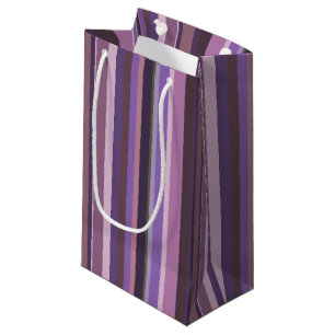 Mauve vertical stripes small gift bag