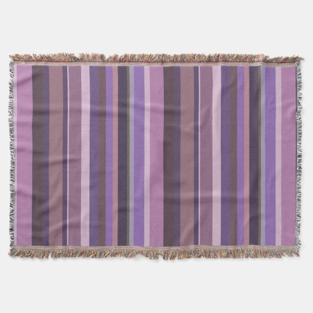 Mauve vertical stripes throw blanket (Front)