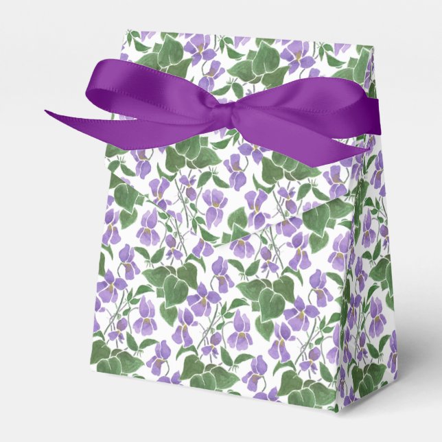 Mauve Violets Floral Pattern Tent Favour Box (Front Side)