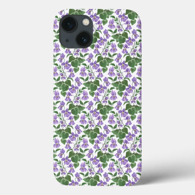 Mauve Violets on White Floral iPhone 6 Xtreme Case (Back)