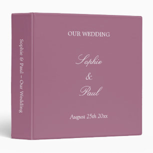Mauve Wedding Personalized 3 Ring Binder