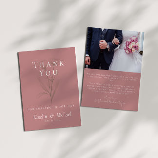 Mauve Wedding Photo Thank You