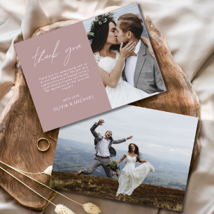 Mauve Wedding Thank You Photo Simple Card
