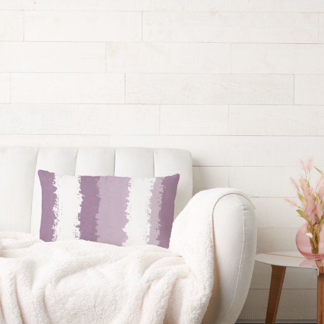 Mauve, White Abstract Stripes  Lumbar Pillow (Couch)