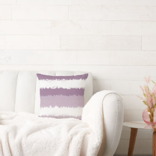 Mauve, White Abstract Stripes Throw Pillow