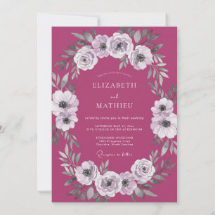 Mauve White Anemone Wedding Invitation