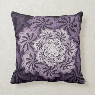 Mauve & White Floral Abstract Art Throw Pillow