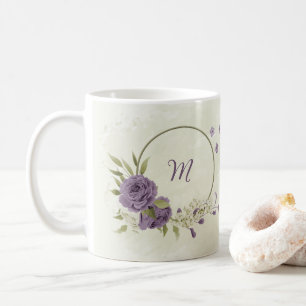 mauve white flowers greenery  coffee mug