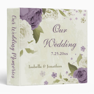 mauve white flowers greenery wedding photo album binder