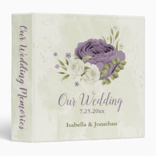 mauve white flowers greenery wedding photo album binder