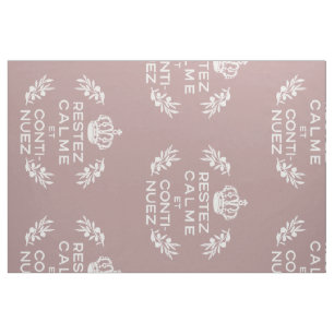 mauve white French Script Keep Calm and Carry On Fabric