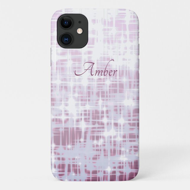 Mauve White Gradient Glow Sparkles Personalized Case-Mate iPhone Case (Back)