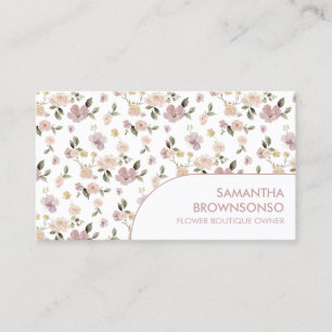 Mauve Wildflower Pattern Curved Arch Panel Florist Business Card