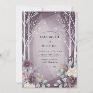 Mauve Winter Forest Eucalyptus Wedding Invitation