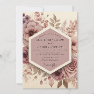 Mauve Woodland Bloom Wedding Invitation