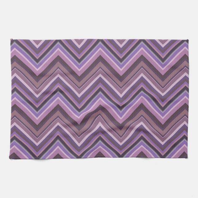 Mauve zigzag stripes kitchen towel (Horizontal)