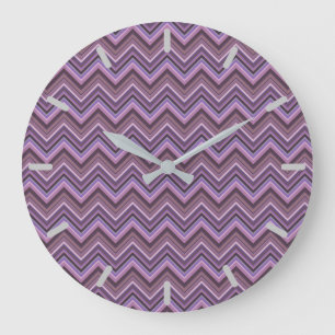 Mauve zigzag stripes large clock
