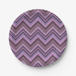 Mauve zigzag stripes paper plate