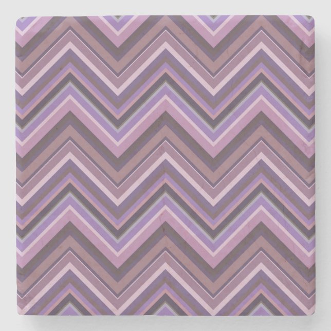 Mauve zigzag stripes stone coaster (Front)