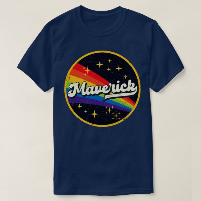 Maverick Rainbow In Space Vintage GrungeStyle T-Shirt (Design Front)