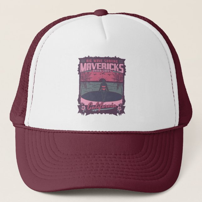 MAVERICKS CALIFORNIA - BIG WAVE SURFING TRUCKER HAT (Front)