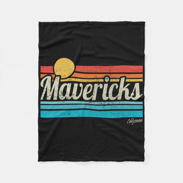 Mavericks California Retro Sunset Surf Trip I Love Fleece Blanket (Front)