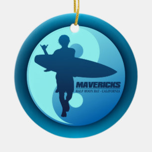 Mavericks -Half Moon Bay (Blue) Ceramic Ornament