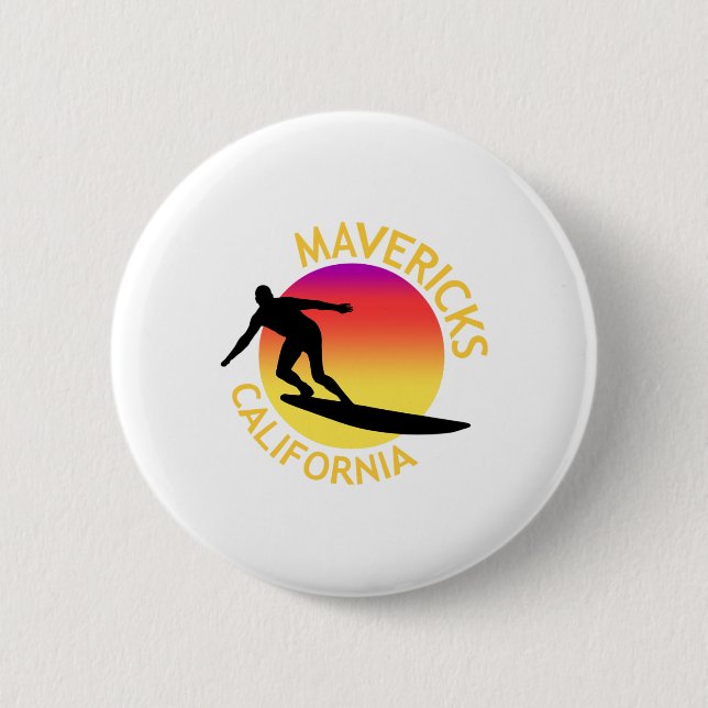 Mavericks Surfing California Vacation  2 Inch Round Button (Front)