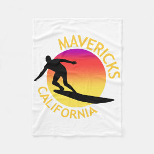 Mavericks Surfing California Vacation  Fleece Blanket