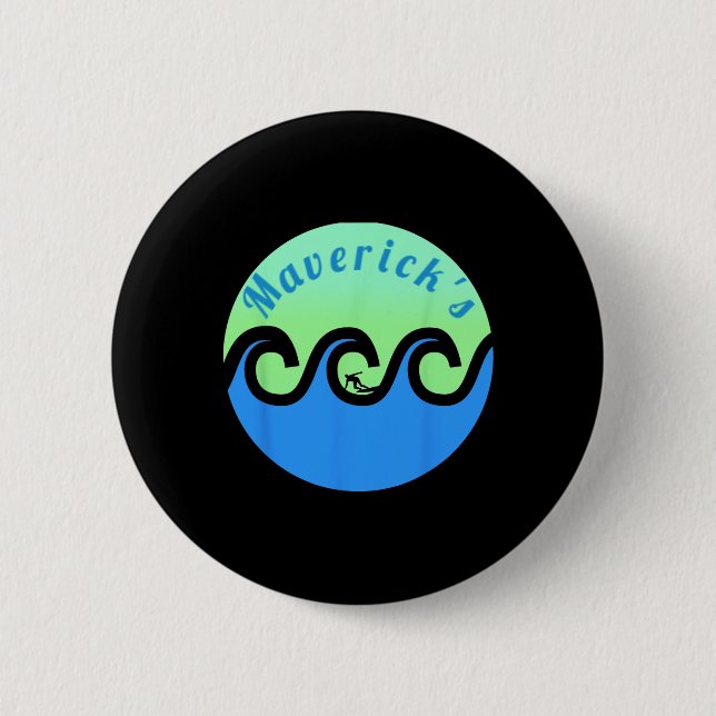 Maverick's Surfing Surf California Beaches  2 Inch Round Button (Front)
