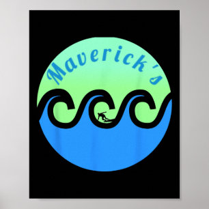 Maverick's Surfing Surf California Beaches Poster