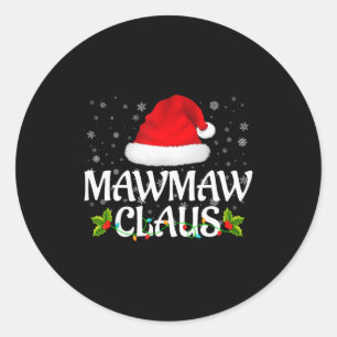 Mawmaw Claus Christmas Lights Santa Pajama Family Classic Round Sticker