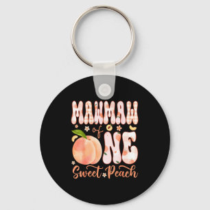 Mawmaw of one sweet peach 1st birthday girl party keychain