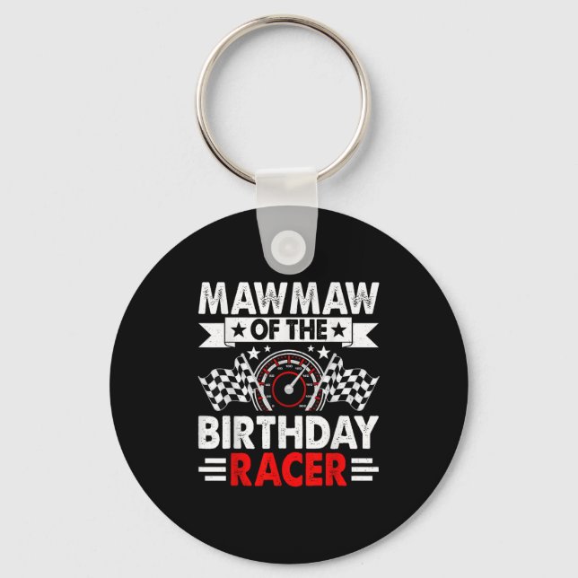 Mawmaw Of The Birthday Racer Race Car Party Family Keychain (Front)