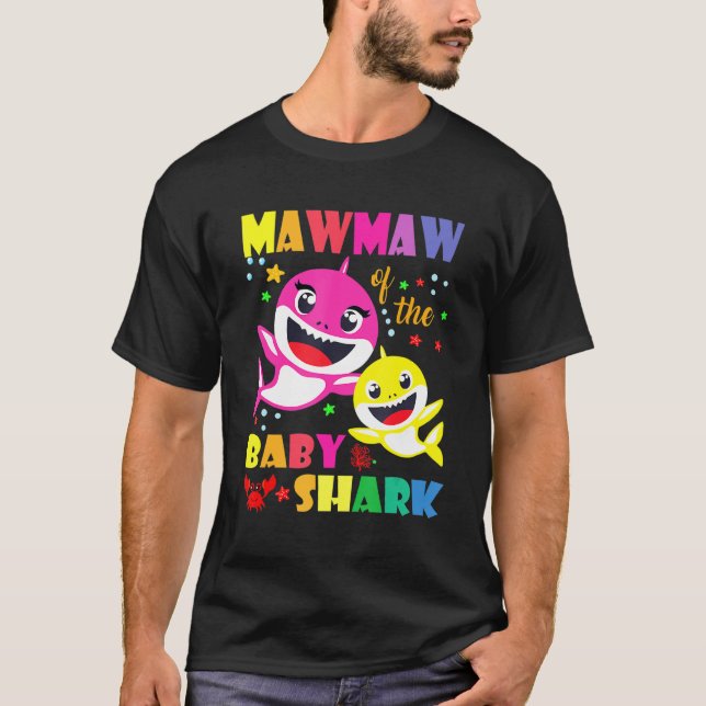 Mawmaw Of The Birthday Shark Dad Mom Matching Fami T-Shirt (Front)