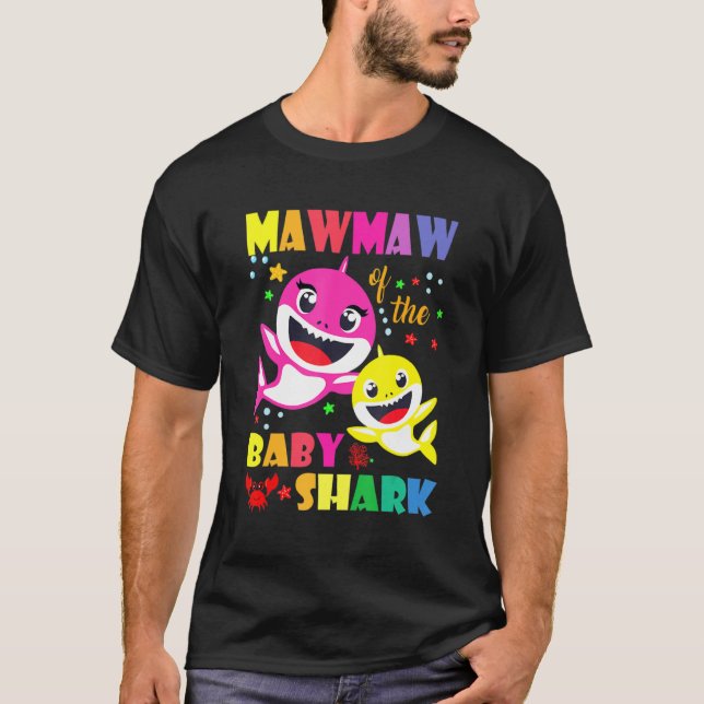 Mawmaw Of The Birthday Shark Dad Mom Matching Fami T-Shirt (Front)