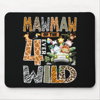 Mawmaw Of The Four Wild Safari 4th Birthday Boy Mouse Pad