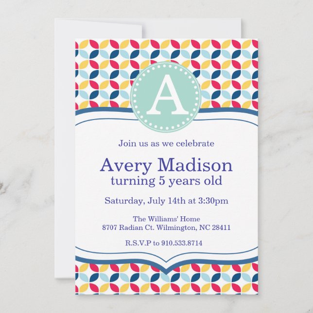 Max and Ruby Inspired Colours Party Invitation (Front)