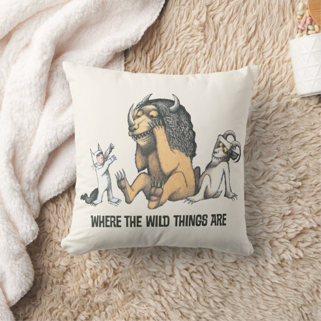Max and the Wild Things Playing Throw Pillow (Blanket)