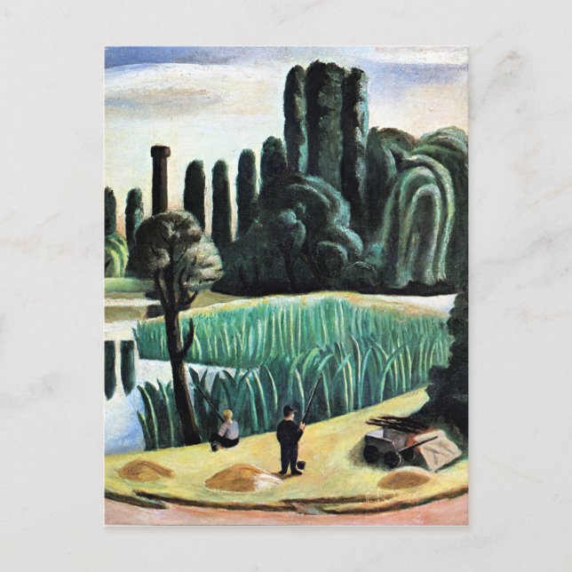 Max Beckmann - Seascape with Poplars, fine art Postcard (Front)