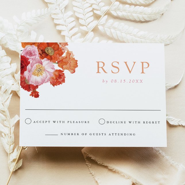 MAX Bold Fuchsia & Orange Floral RSVP Card (Creator Uploaded)