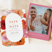 MAX Bold Fuchsia & Orange Floral Save the Date