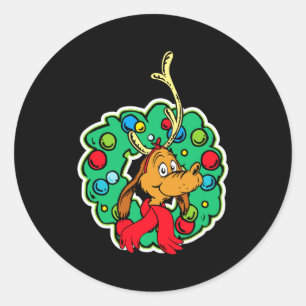 Max Christmas Wreath Classic Round Sticker