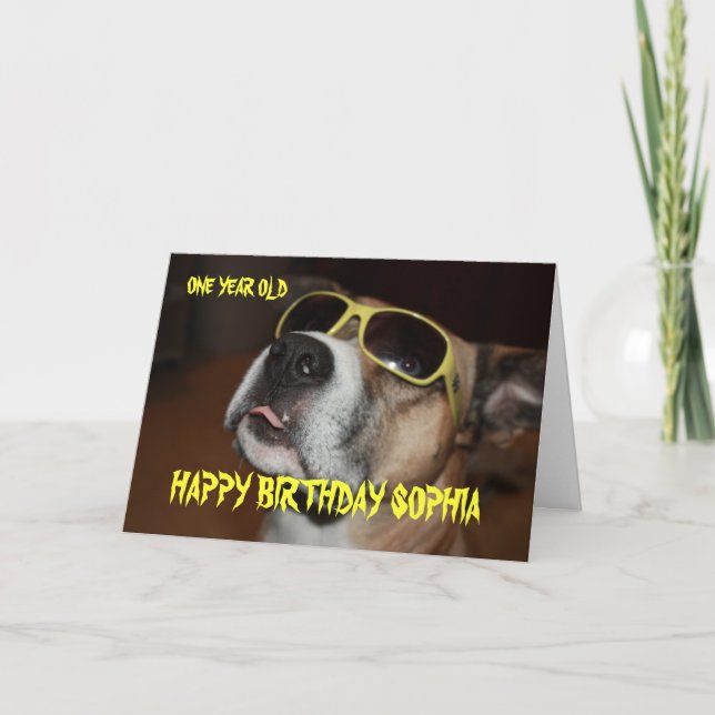 Max Dog Birthday Card for One year Old (Front)