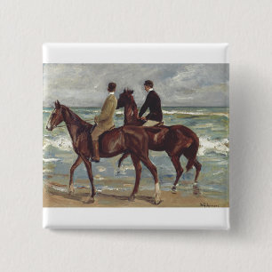 Max Liebermann: Two Riders on the Beach Art 2 Inch Square Button