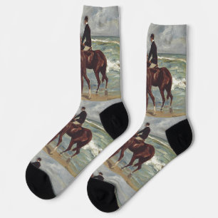 Max Liebermann: Two Riders on the Beach Art Socks