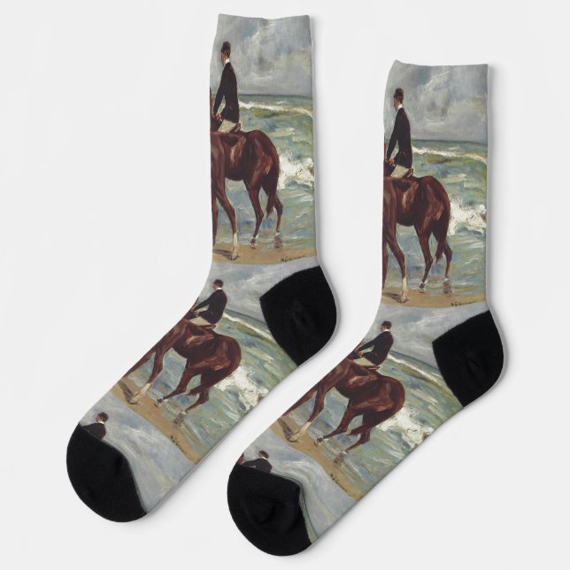 Max Liebermann: Two Riders on the Beach Art Socks (Left)