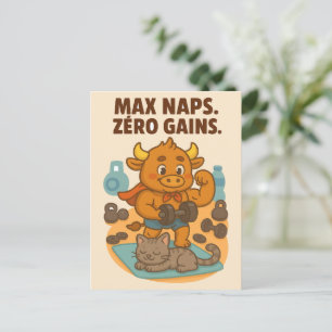 Max Naps, Gains Zéro - Drôle Bullio Gym Carte Post