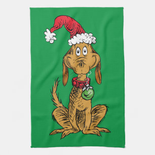 Max the Dog in Santa Hat Kitchen Towel