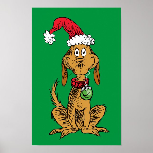 Max the Dog in Santa Hat Poster (Front)